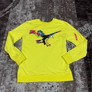 Roku Studio Mens Large Crew Neck‎ Yellow Flying High Pullover Art Zipper